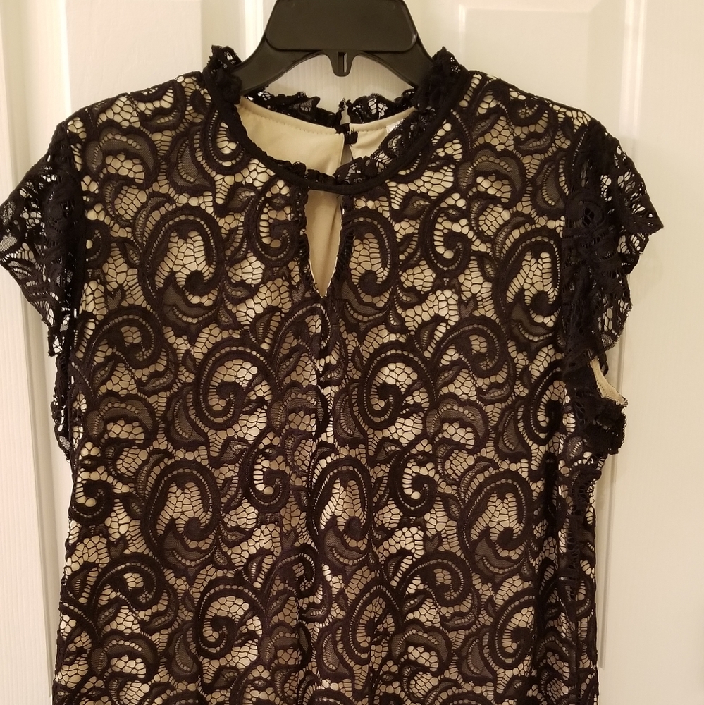 Black and gold lace top